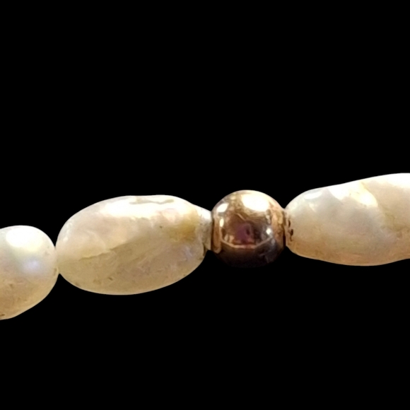 14k Yellow Gold Bead Freshwater Rice Crispy Krispie Pearl Strand Necklace 24" - Picture 5 of 11